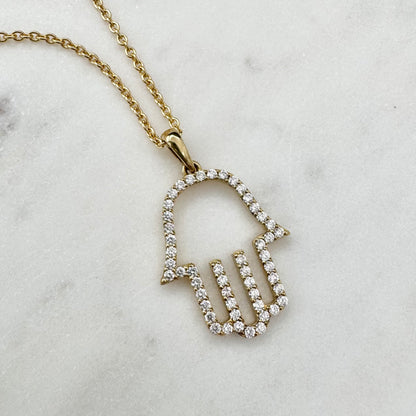 Diamond Hamsa Gelbgold